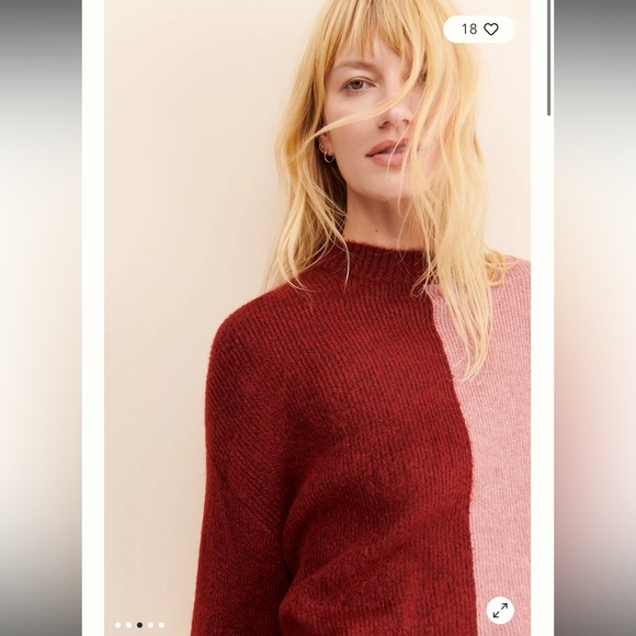 NWT Vigoss x Anthropologie Women’s Colorblock Sweater Red/Pink - Picture 3 of 9